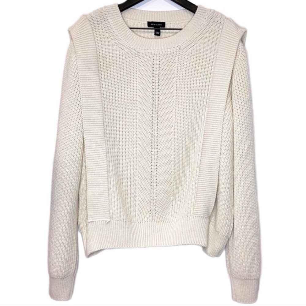 ASOS New Look Cream Longsleeve Crewneck Pullover Sweater w/ side panel details